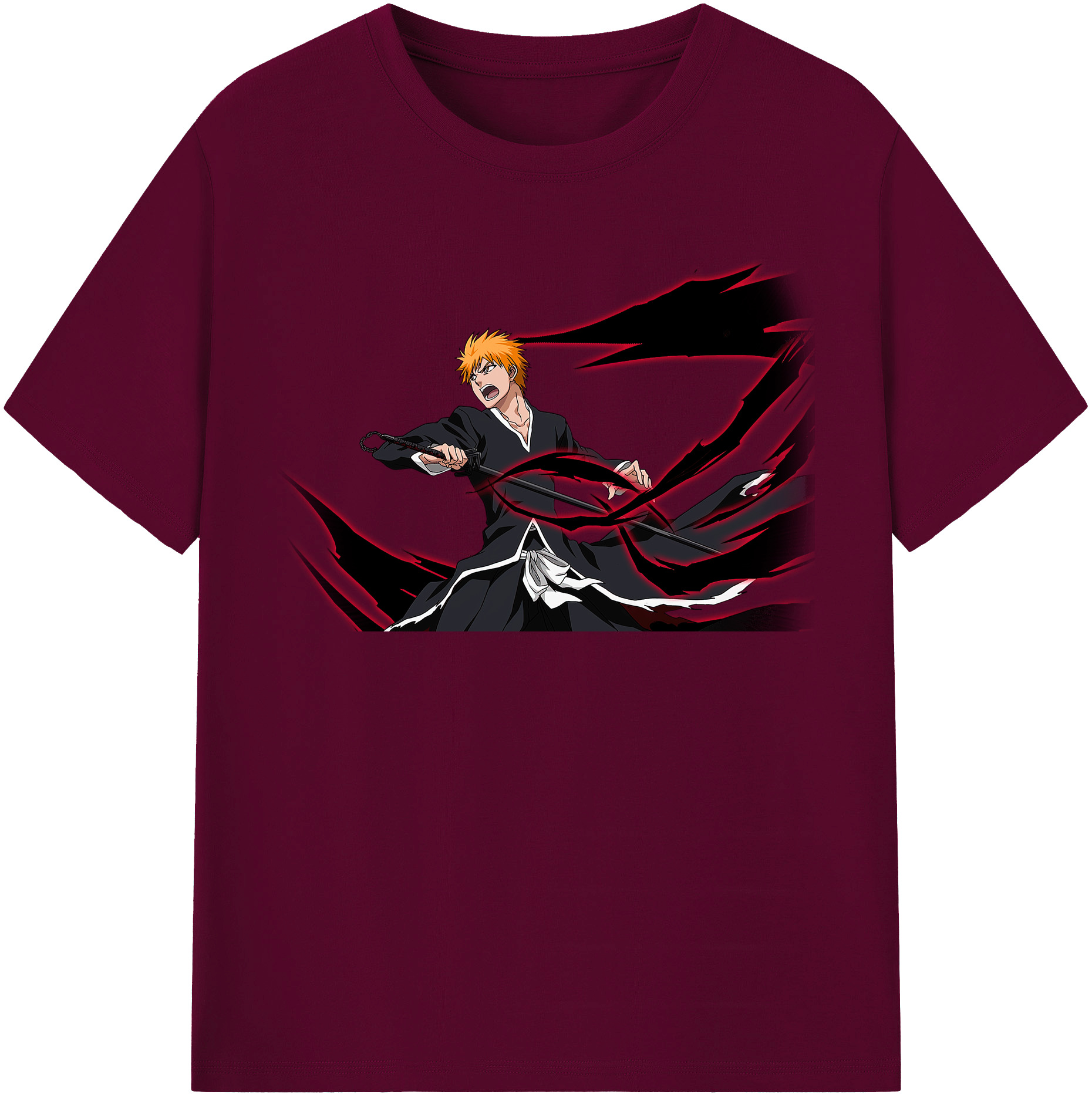 （画像用） ブリーチ 黒崎一護（くろさき いちご）BLEACH Kurosaki Ichigo レディースカジュアルプリントTシャツ（綿100％）